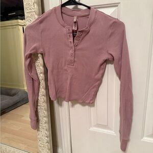 SKIMS Mauve Long Sleeve Henley Top